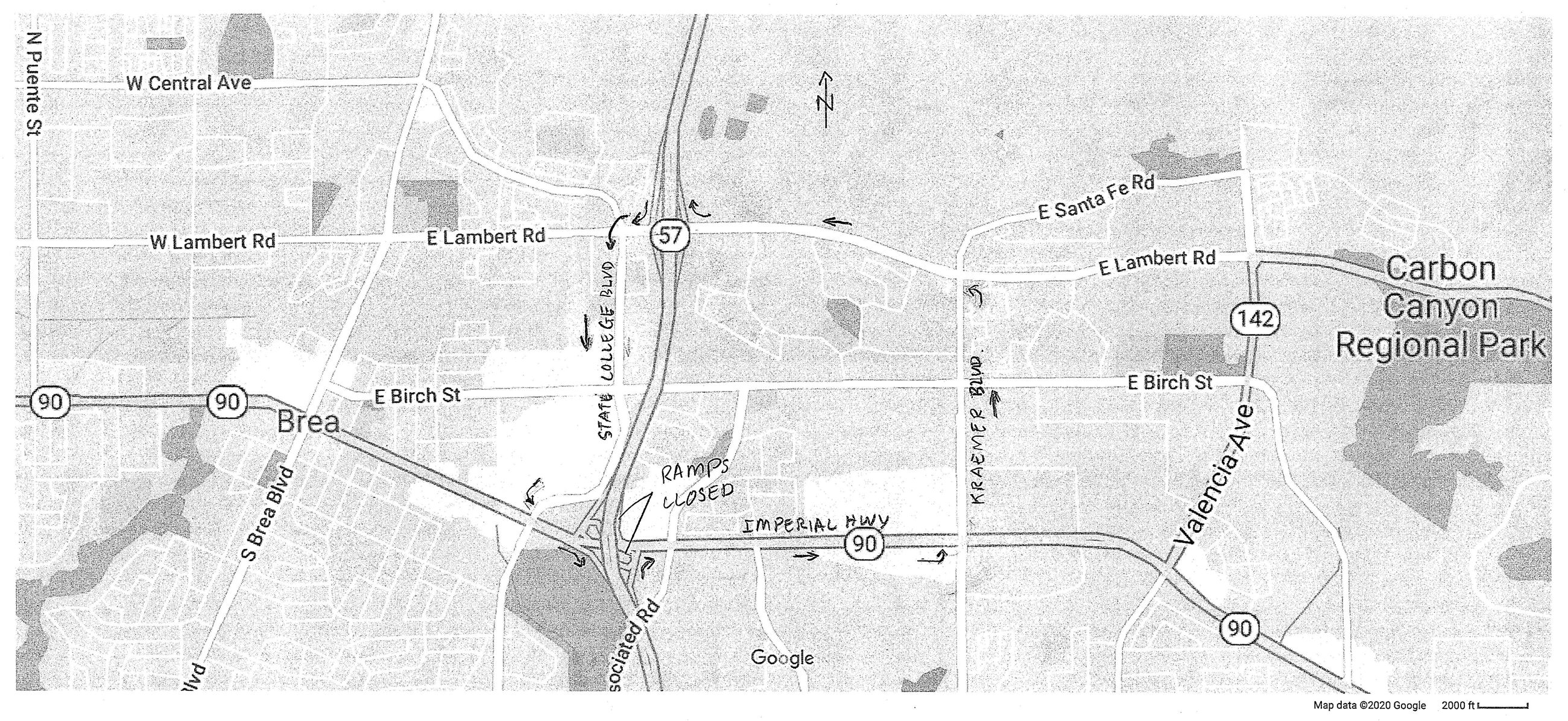Full 57 Fwy Closure Detour